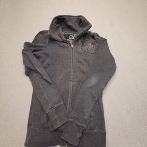 2K Fox Racing Womens Zip Up Jacket Size Extra Small Black Faded Fleece